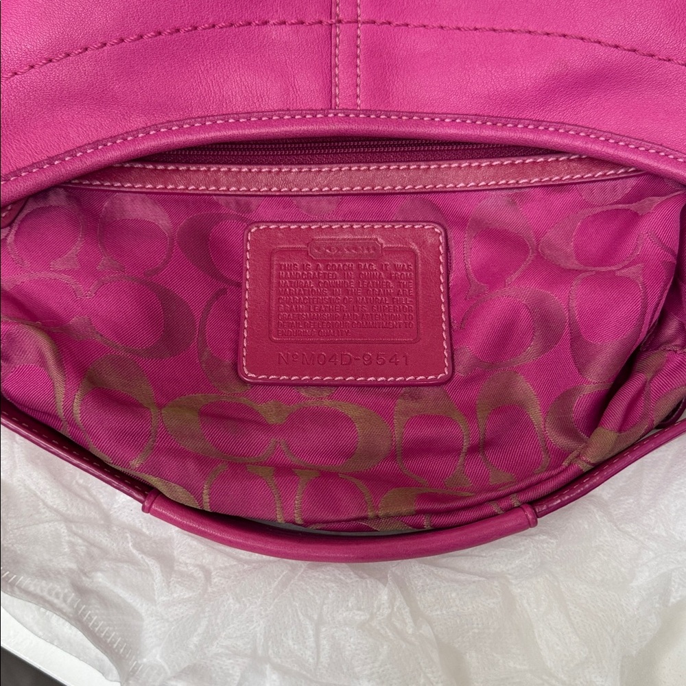 Coach Soho Demi Hobo Hot Pink Leather Vintage Small Shoulder Bag Y2K 9541 Rare - Picture 11 of 14